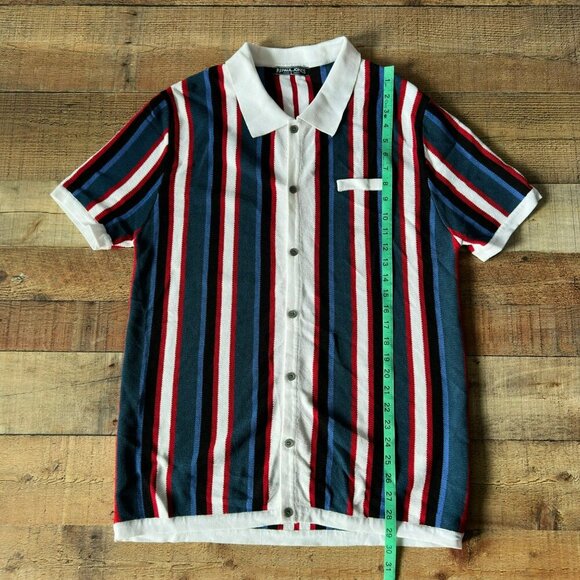 PJ Paul Jones Mens Striped Short Sleeve Button-Up Shirt - L - Picture 3 of 6